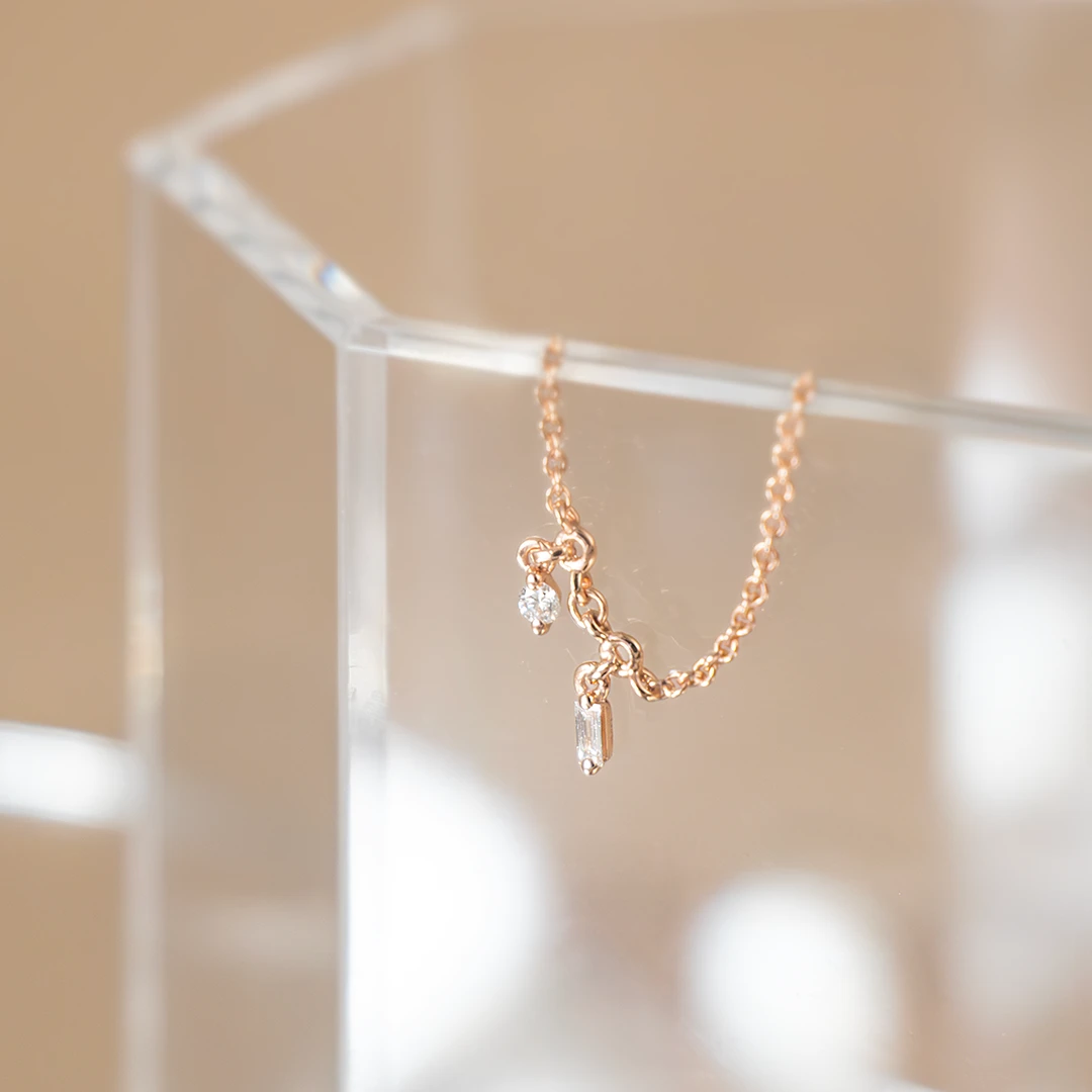 Baguette bliss diamond chain earring attachment